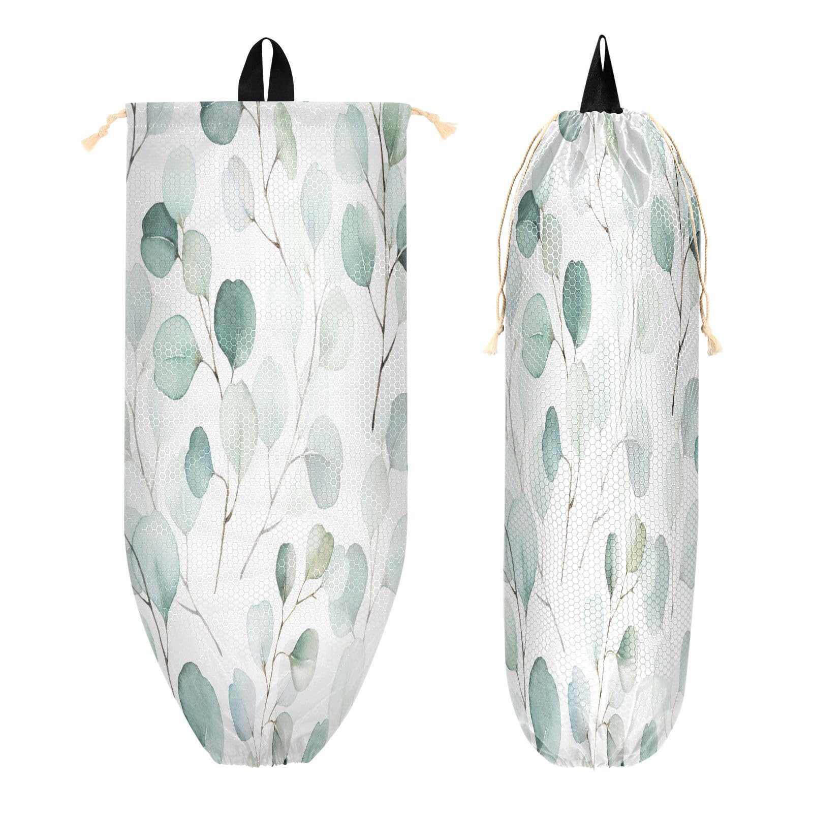 Supporto per sacchetti di plastica da appendere con foglie verdi floreali per la spesa organizer da cucina rami succulenti sacchetto di plastica sacchetto di immagazzinaggio della spazzatura borsa