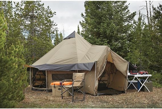 Guide Gear Base Camp Tent, Outdoor, Hiking, Hunting, Four Season Camping with Stove Jack