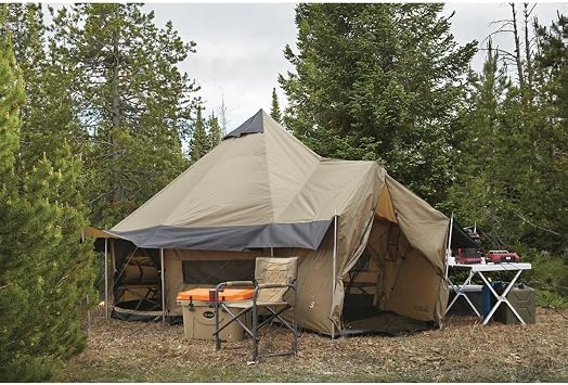 Guide Gear Base Camp Tent, Outdoor, Hiking, Hunting, Four Season Camping with Stove Jack