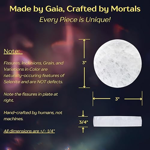 Miniatura 4 de Om Zone Placa de carga de selenita para cristales de limpieza y piedras curativas, meditación, reiki, cristales de protección, regalo espiritual (1,