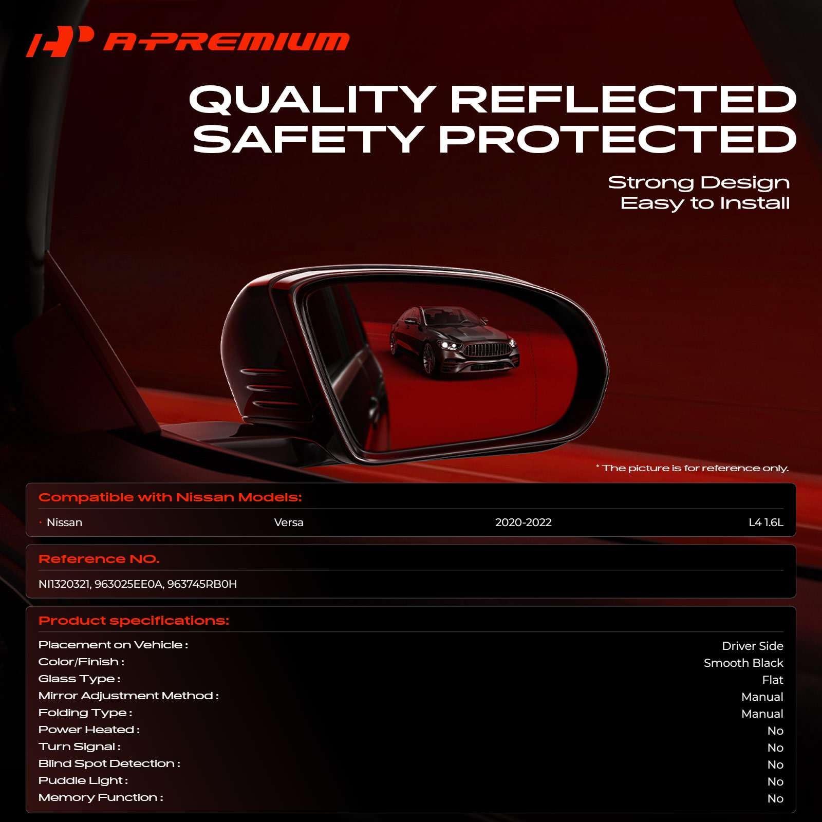 Amazon.com: A-Premium Driver Side Manual Door Mirror Compatible