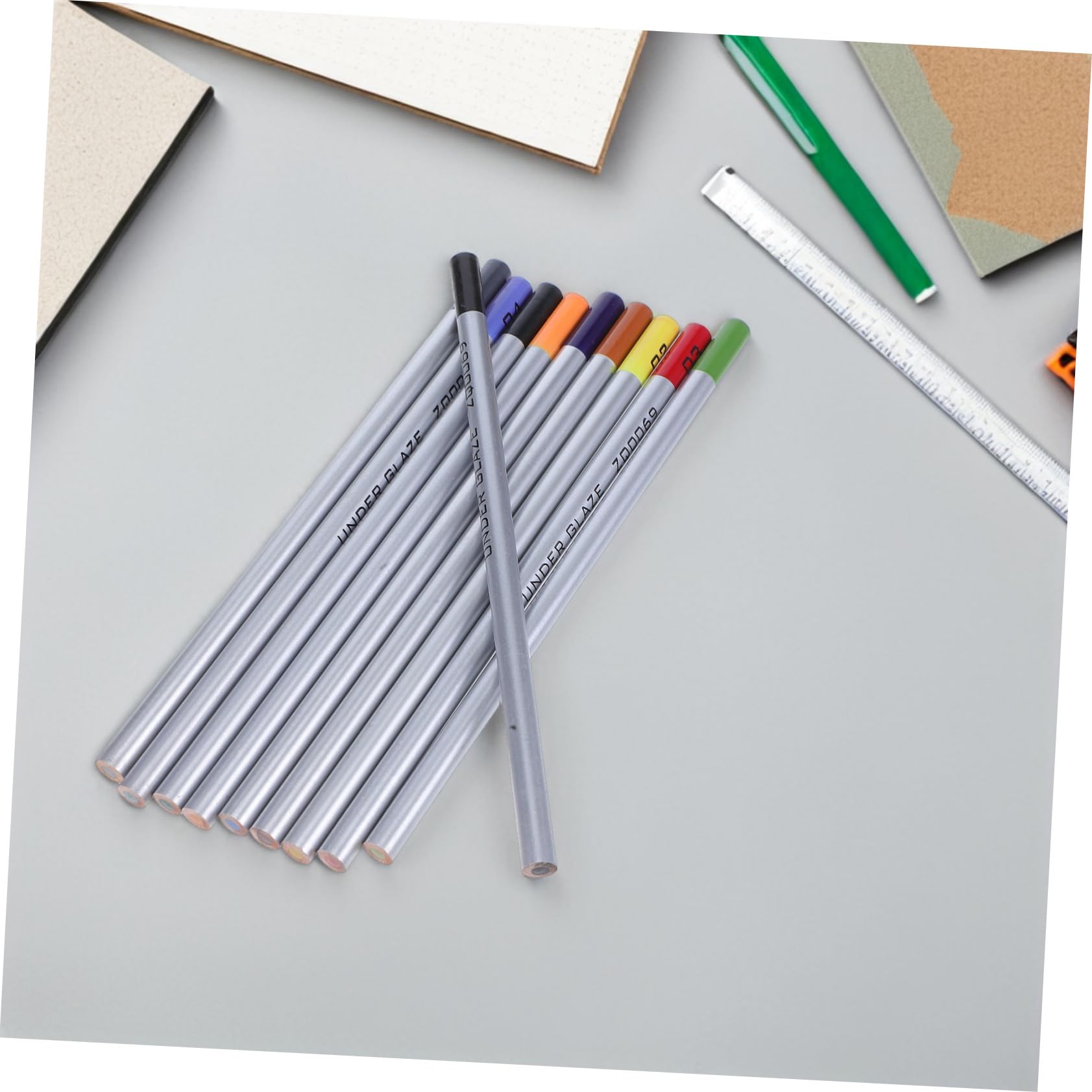 Lot de 10 Set de Set de Crayons de Couleur en Céramique sous Glaçure en Bois, Outils de Dessin Précis pour Poterie, Kit Complet pour Création Artistique et Esquisse