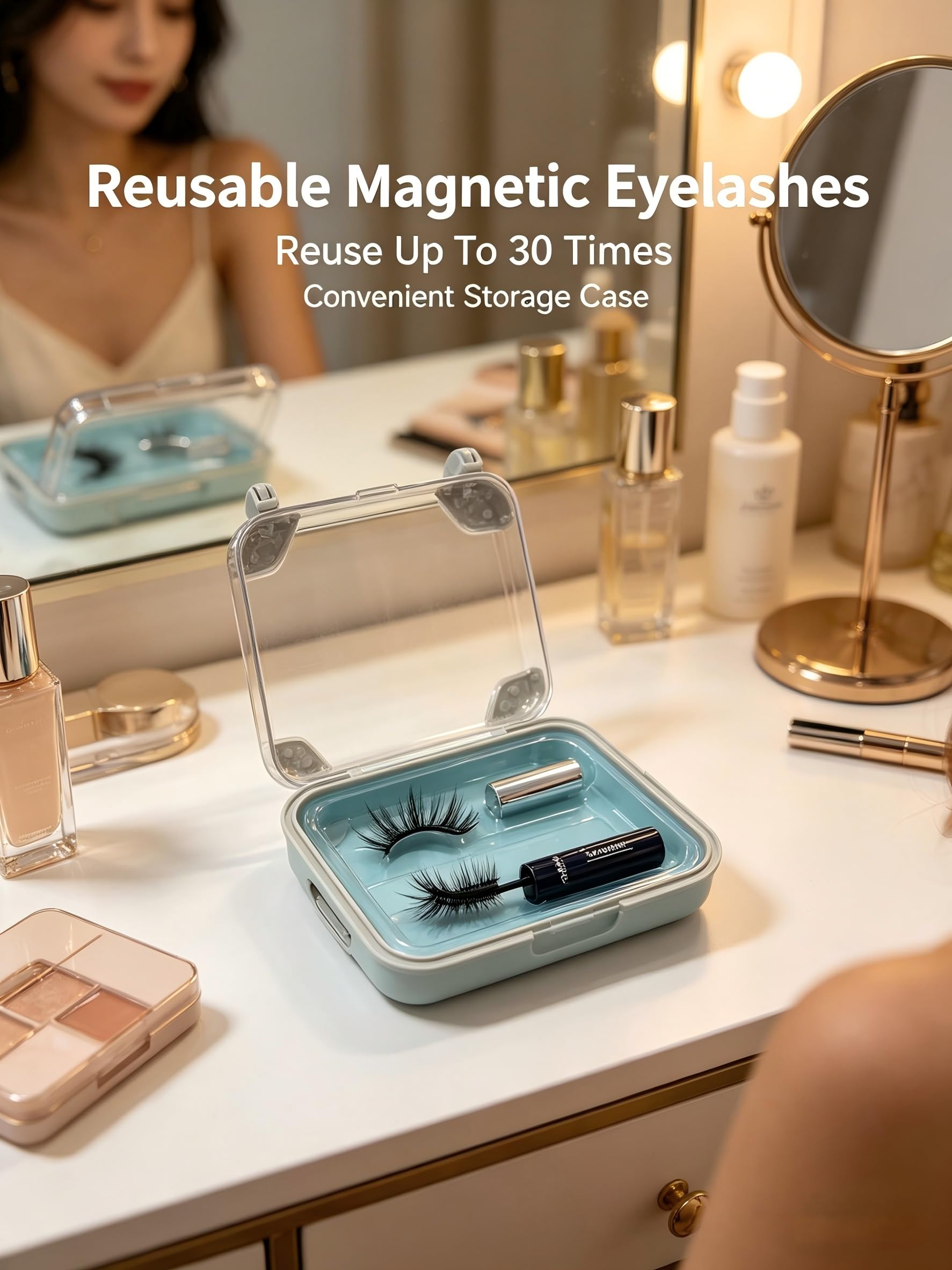 Magnetische Wimpern mit Applikator, hochwertige magnetische Wimpern aus Kunstnerz, natürliches Aussehen