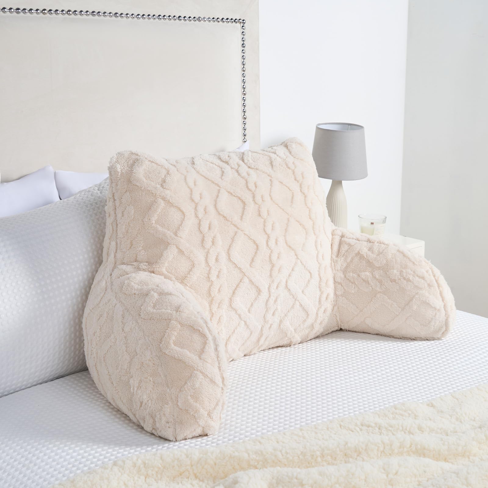 OHS Cable Knit Cuddle Cushion For Bed Sofa Super Soft Reading Pillow from B&Q