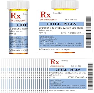 Kigeli 60 Pcs Chill Pill Medication Pill Bottle Labels Stickers Nurse Party Favors Nursing Pharmacist Party Supplies Registered BSN Rn Pharmd Gift for School College