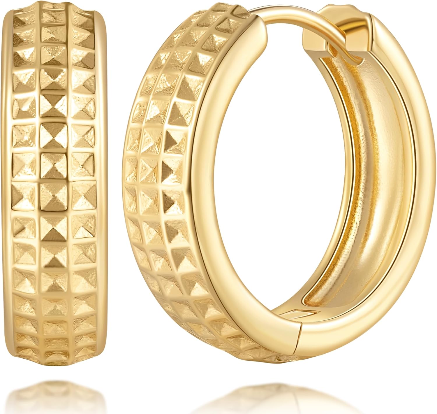 RAYSAM Gold Hoop Earrings for Women 14K Gold Hoop Earrings for Women Dainty Hoops Earring for womens Unique and Eye-Catching Carved Design Everyday Sensitive Hypoallergenic Hoops Earring for Womens 19mm