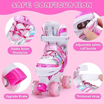 Adjustable Roller Skates For Girls Kids Boys With Light Up Wheels
