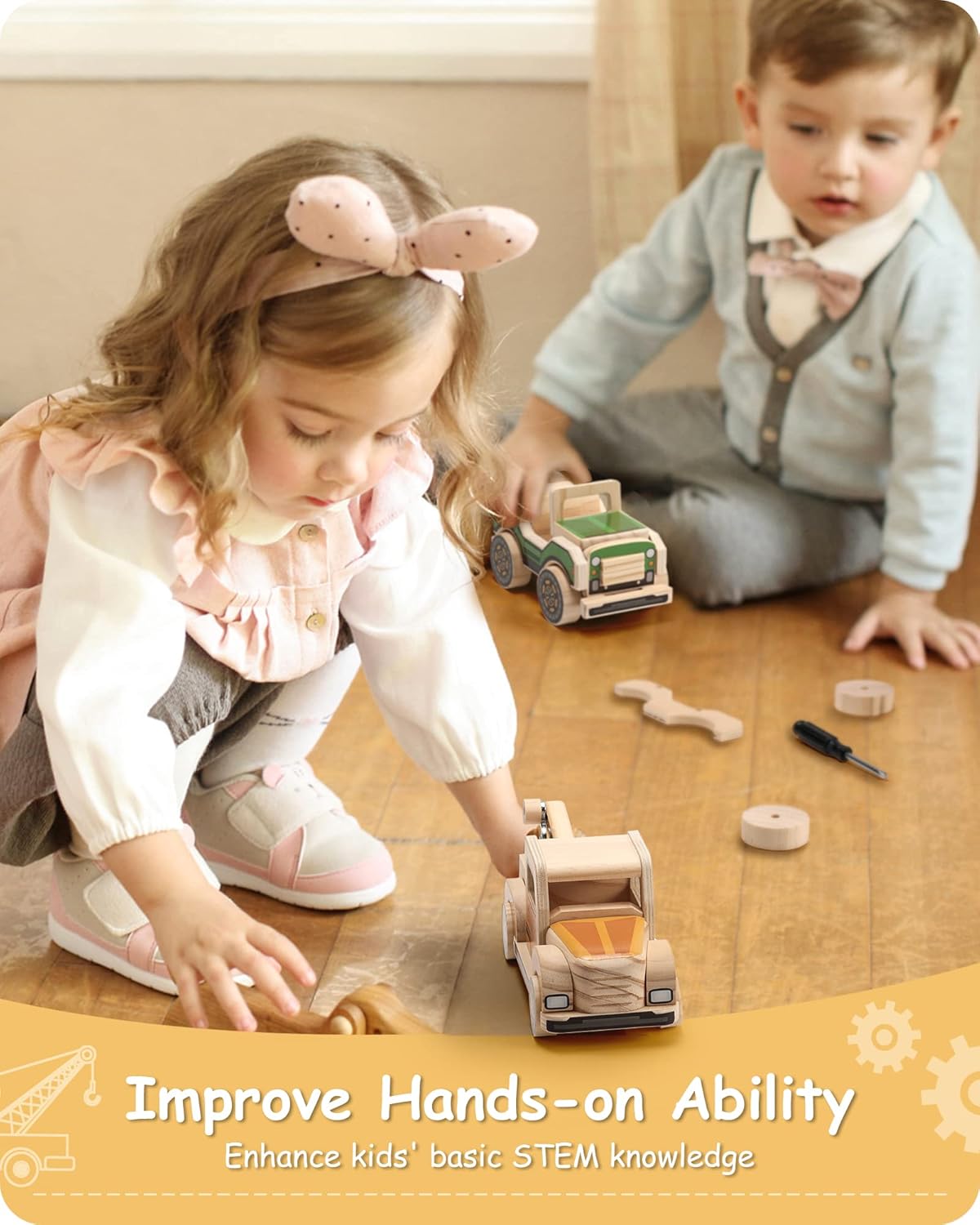 SainSmart Jr. Woodworking Building Kit, 4-in-1 Kids STEM Projects Set, DIY Wood Crafts Assembly Toys with Different Combinations for Boys and Girls - Image 6