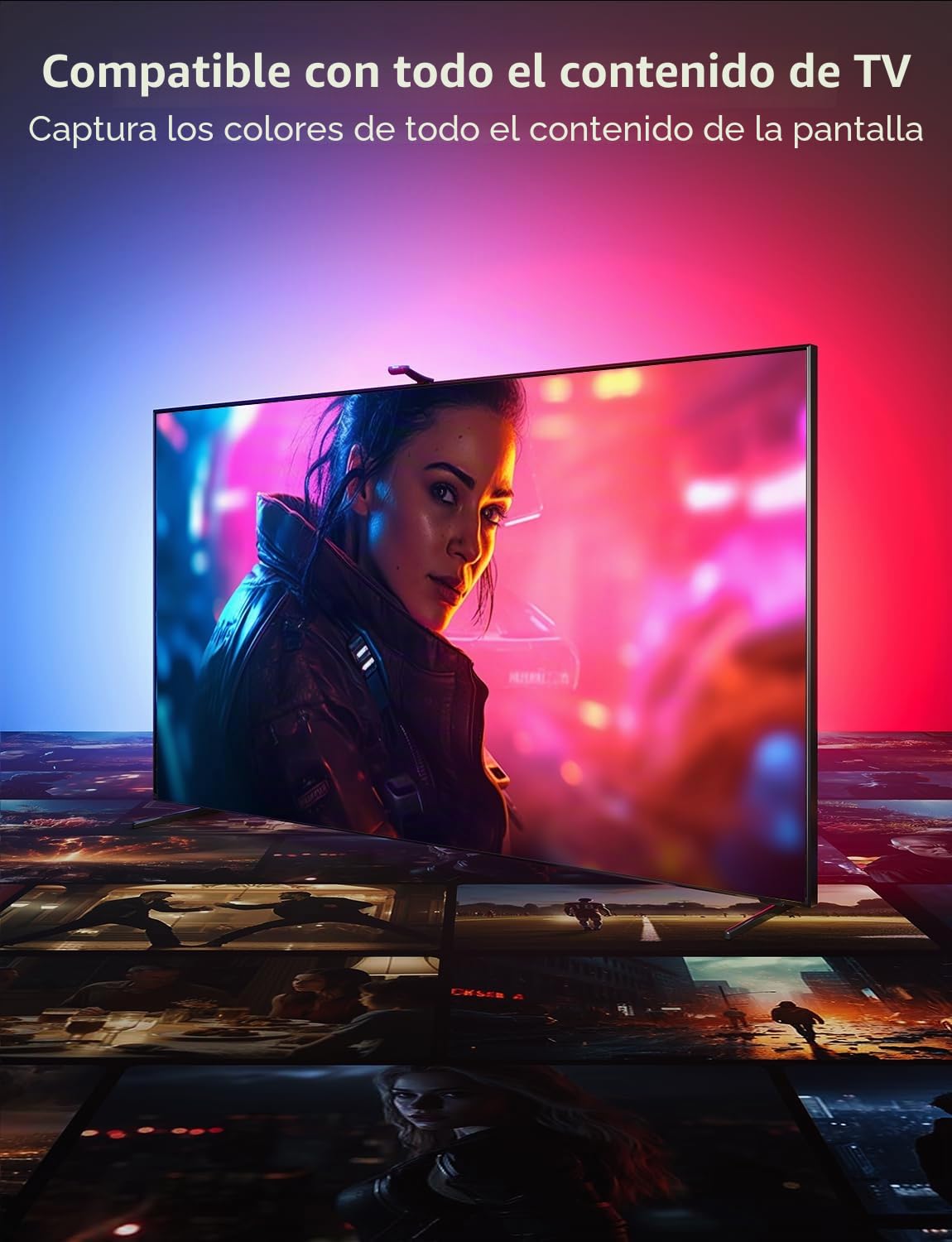 Govee Retroiluminación de TV Envisual T2 con cámara dual para televisores de 75 a 85 pulgadas y PC, tira de LED RGBIC WiFi compatible con Alexa y Google Assistant cuentas de luz doble para decoración