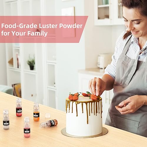Miniatura 7 de Espray comestible de purpurina  0.35 oz de polvo de brillo comestible de grado alimenticio para colorear, polvo de polvo de color metálico para