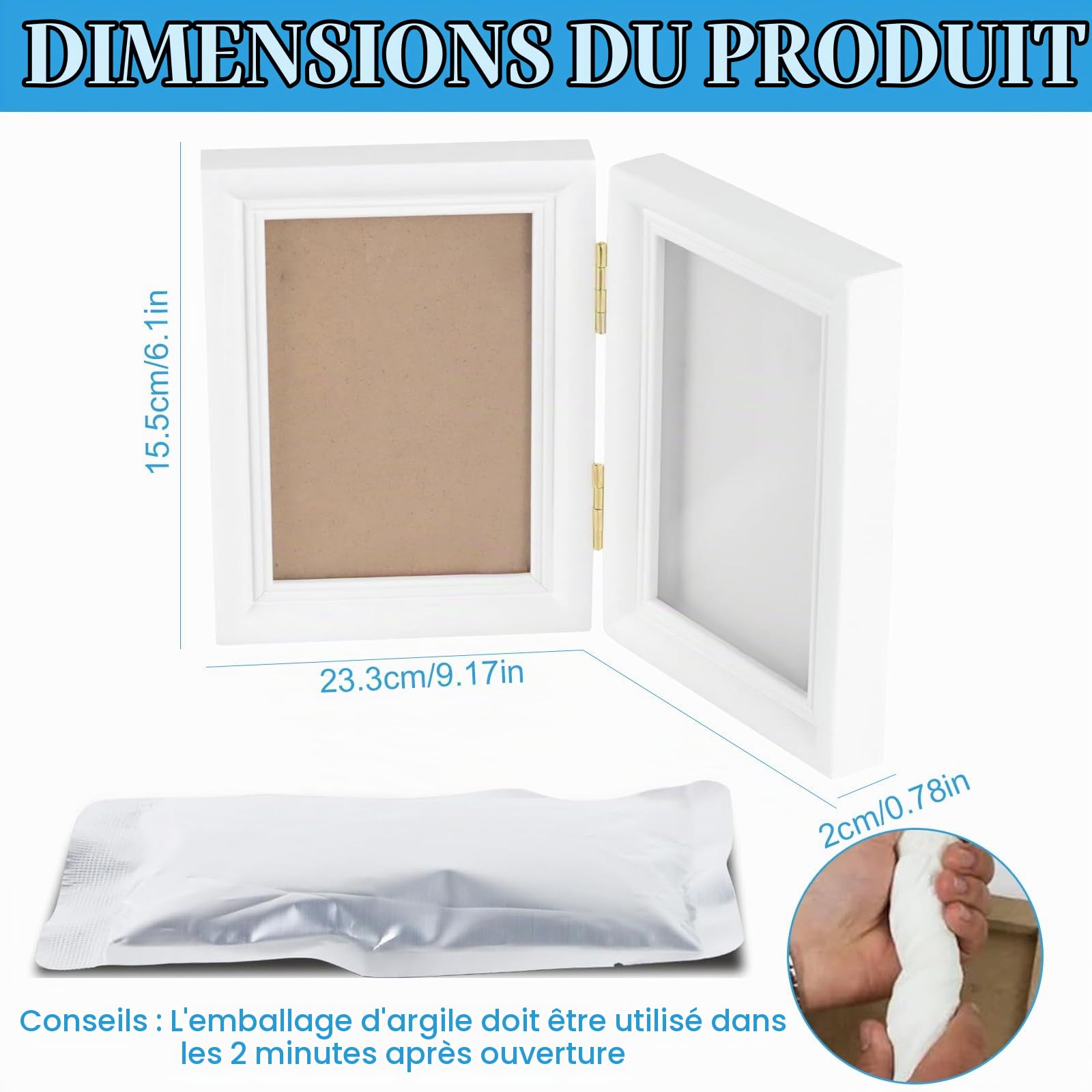 Ensemble D'empreintes de Pattes Chien et Chat, Moulage en Plâtre 3D - Boîte Souvenir, Ensemble Cadre Photo et Empreinte de Patte, pour Cadre Photo Imprimé Pattes D'animaux