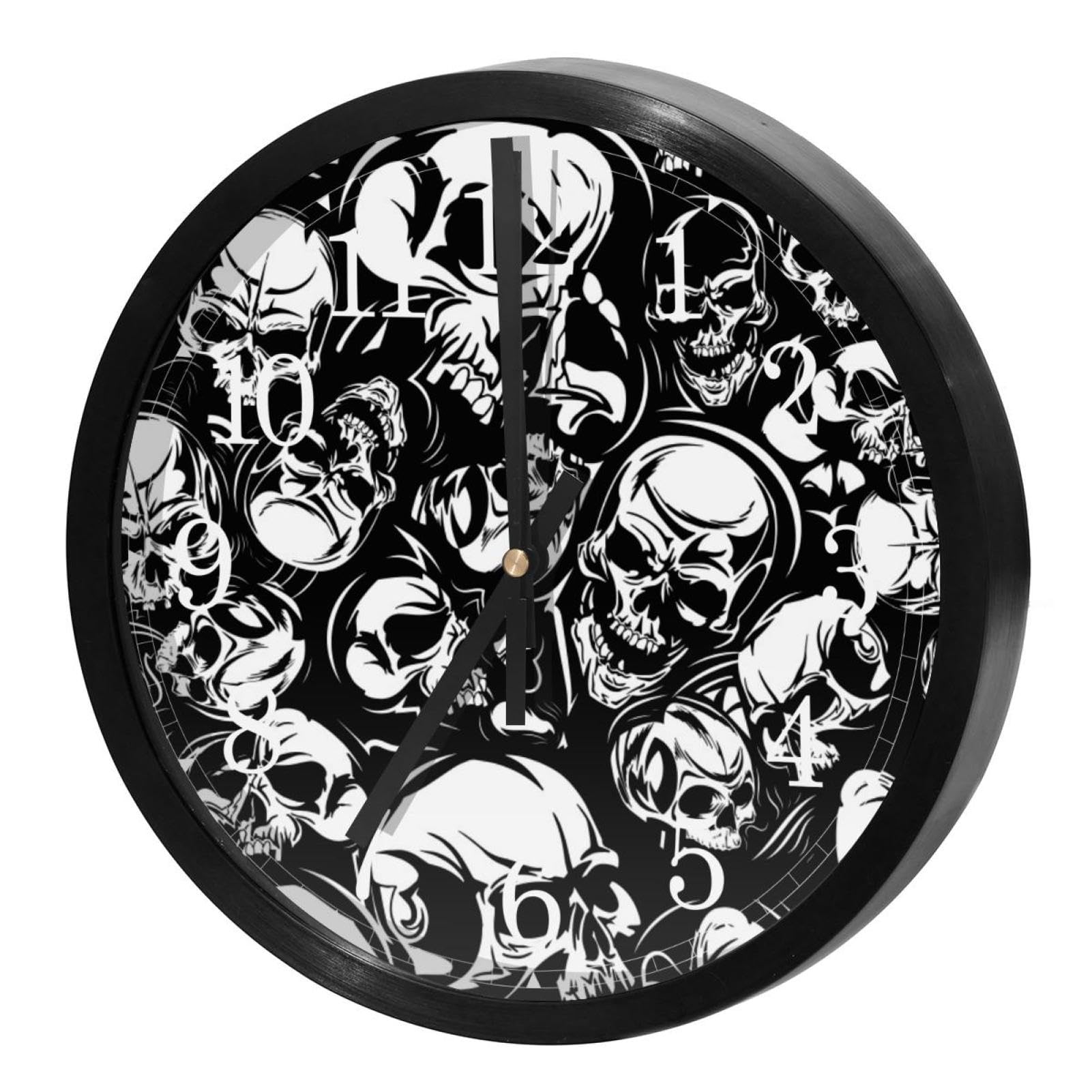 Horloge murale cuisine et maison décorative ronde crâne grunge sombre