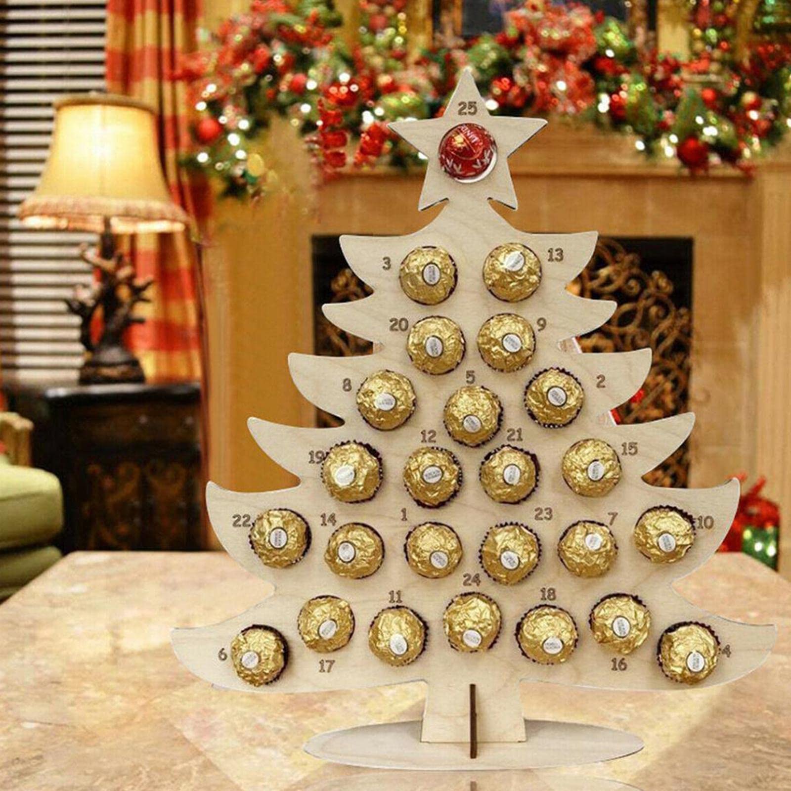 Amazon.co.jp: クリスマスチョコレートフレームデコレーション、木製 