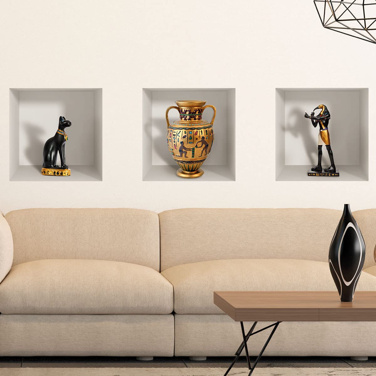 Sticker mural autocollant effet 3D égyptien antique