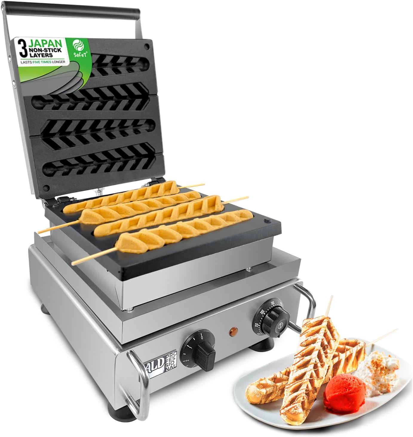 ALDKitchen Waffle Stick Maker | Waffles on a Stick | Waffle Making Machine | 110V (4 Stick Waffles)