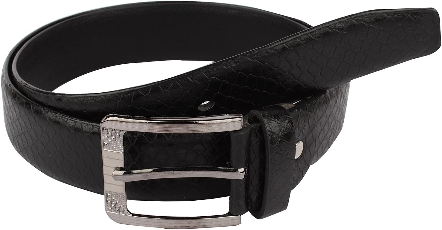 carmer Mens Black Snake Skin Design Belt