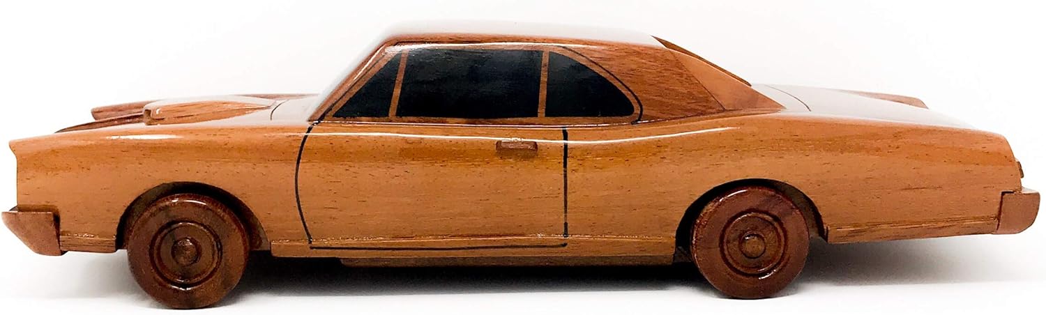 Pontiac GTO Car Wood Model Hand Crafted Solid Mahogany High-Gloss Finish Highly Detailed Sculpture