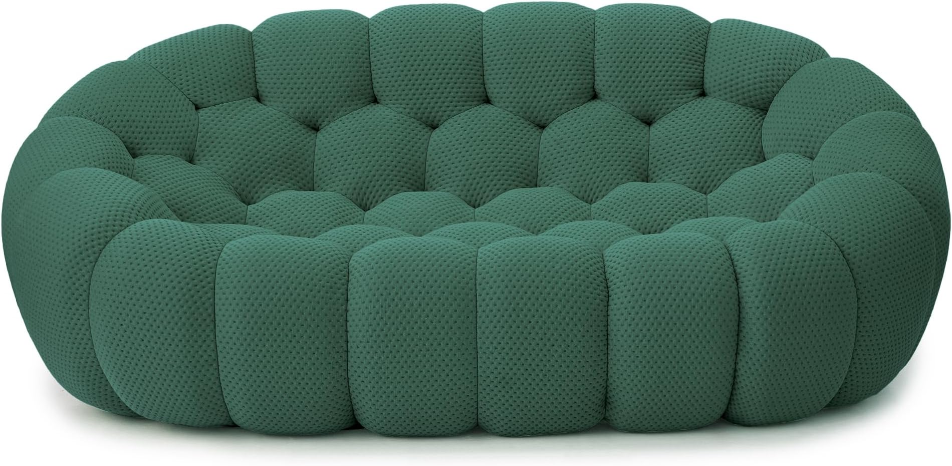 Bubble Couch, Curved Loveseat Sofa, Memory Foam Mesh Fabric Round Lazy Floor Couch, Bubble Sofa with 3D Honeycomb Shape Curved Sofas for Living Room, No-Assembly (Green, 78.74")