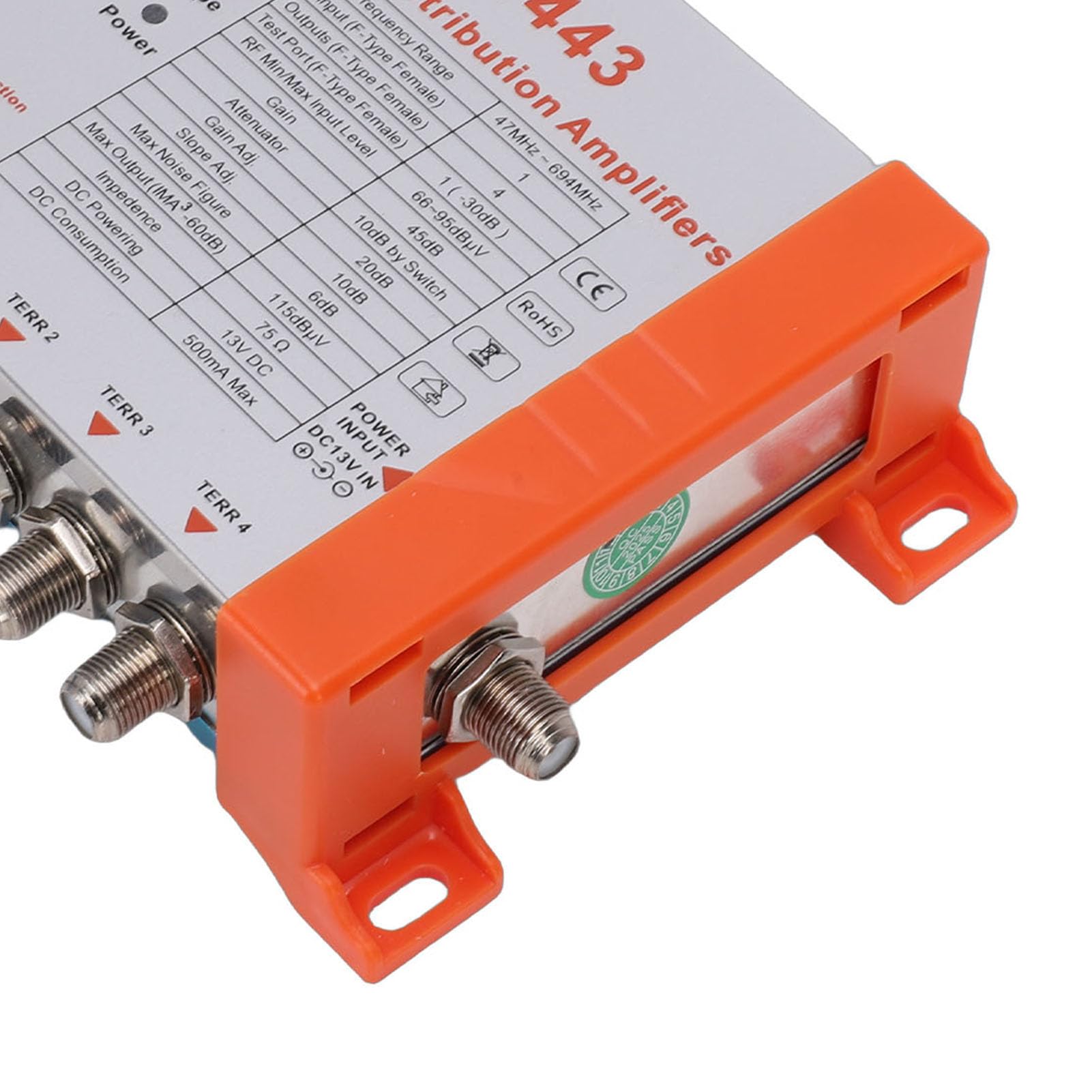 Amplificatore di Antenna TV, Amplificatore di Distribuzione TV da 45 Db, di Segnale Digitale HD con 1 Ingresso e 4 Uscite, Filtro LTE 5G, Basso Rumore (Spina Europea)