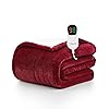 Homemate Heated Blanket Electric Throw - 50"x60" Heating Blanket Throw 1/2/4/6/8 Hours Auto-off 10 Heat Level Heat Blanket Over-heat Protection Flannel Sherpa Heater Blanket Electric ETL Certification