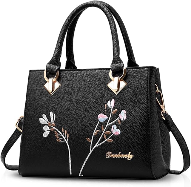 NICOLE&DORIS Retro Women Top Handle Handbags Tote Purse Shoulder Bag Crossbody Bag PU Leather