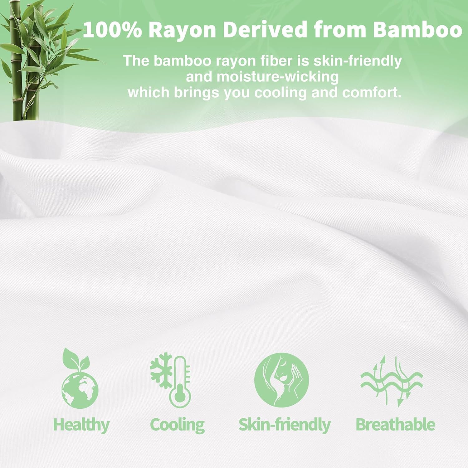 Homiest 100% Rayon Derived from Bamboo Fabric by The Yard, 5 Yards x 60 Inch Wide White Cloth Fabric, Soft & Cooling Lining Fabric for Dress, Clothing Making, DIY Crafts (Pre-Cut)