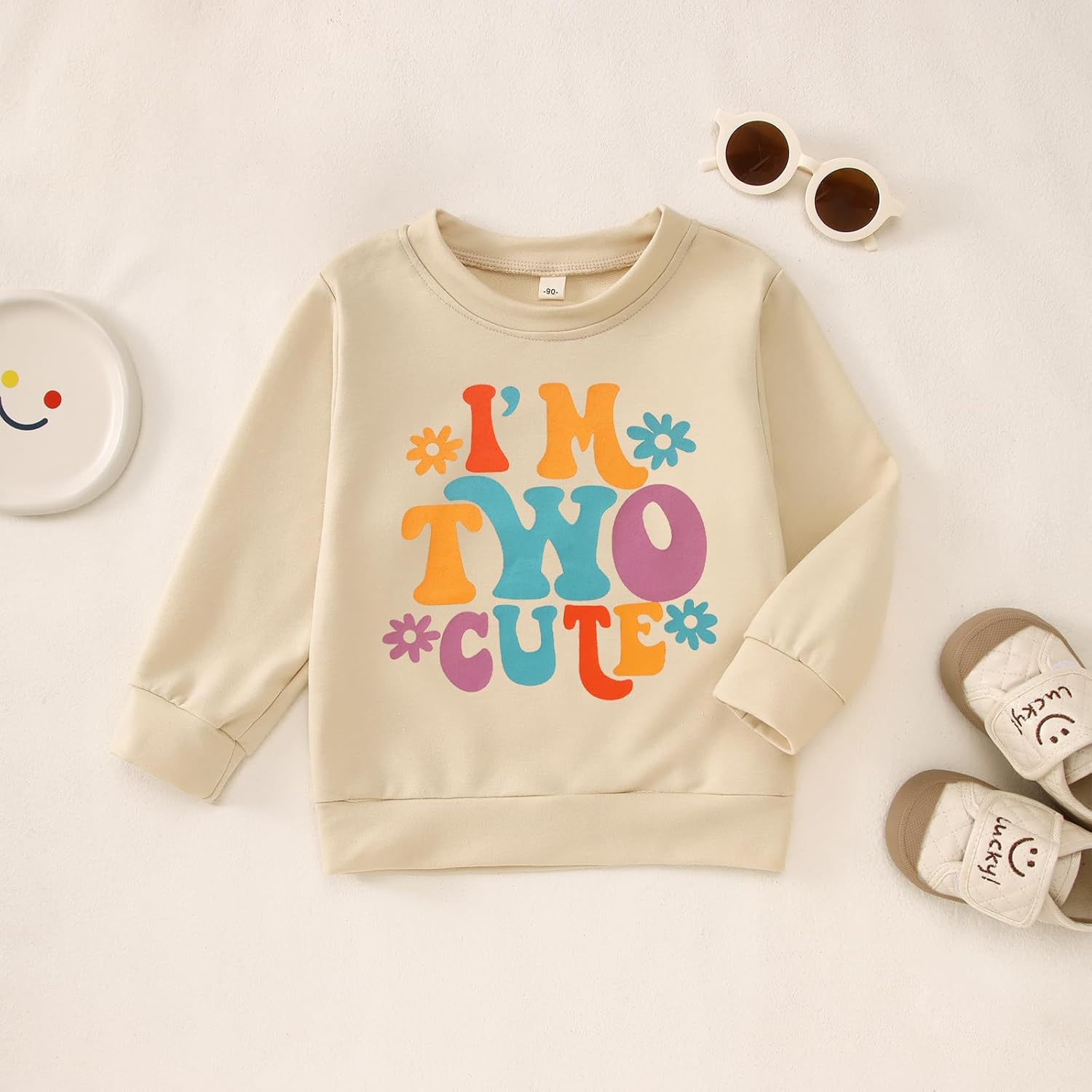 KEKEMI Birthday Sweatshirt for Toddler Girl I’M TWO CUTE Birthday Girl Outfit 2T B-Day Party Long Sleeve Shirt Cute Fall Tops - Image 6