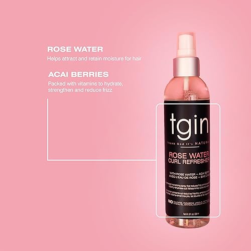 Miniatura 7 de tgin - Refrescante de rizos de agua de rosas para cabello rizado, enrollado y ondulado, con bayas de acai, hidrata y calma el cabello seco y el