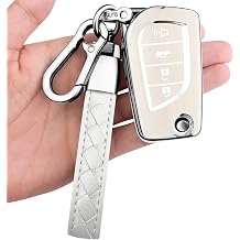 for Toyota Key Fob Cover with Keychain Soft Full Protection Case Compatible with 2019-2025 RAV4 LE 2018-2024 Camry LE/SE, 2017-2025 Corolla LE/SE 2018-2022 C-HR LE 4 Buttons, White