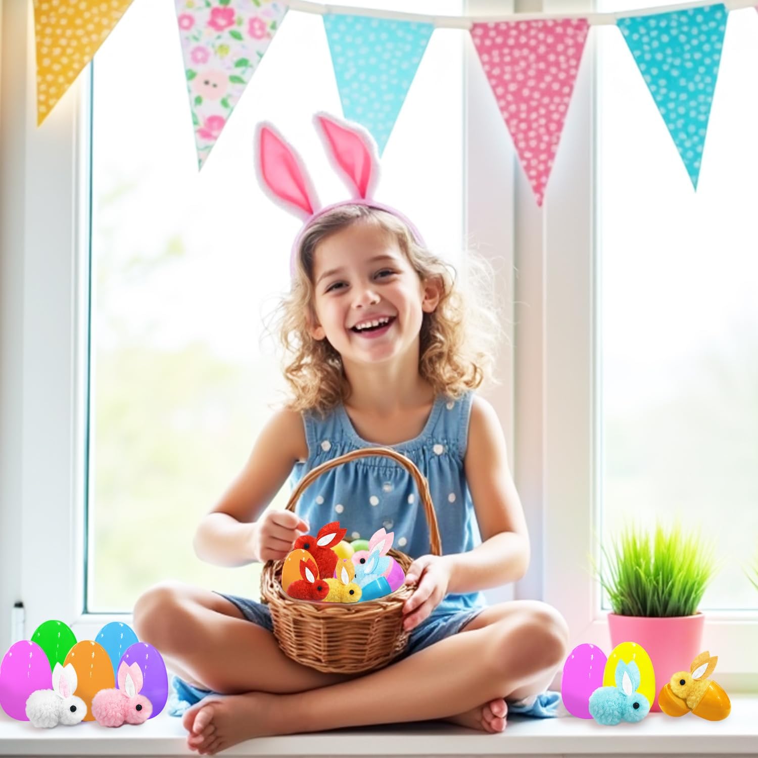 Baaxxango 30 Pack Easter Eggs with Toys,Plush Bunnies Easter Basket Stuffers,Mini Stuffed Animal Easter Eggs Fillers for Egg Hunts Party Favors Kids Gifts Goodie Bag Stuffer