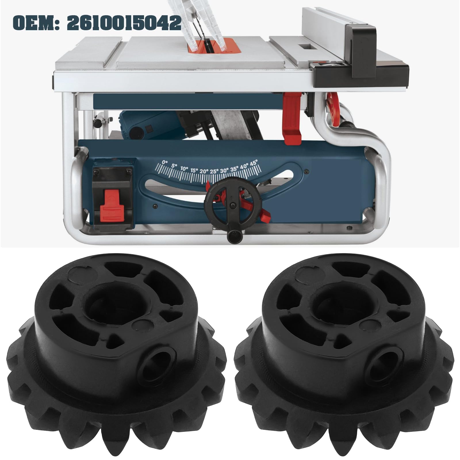Create idea Lot de 2 engrenages biseautés pour scie de table 2610015042 compatibles avec Bosch GTS 10 J GTS 1031