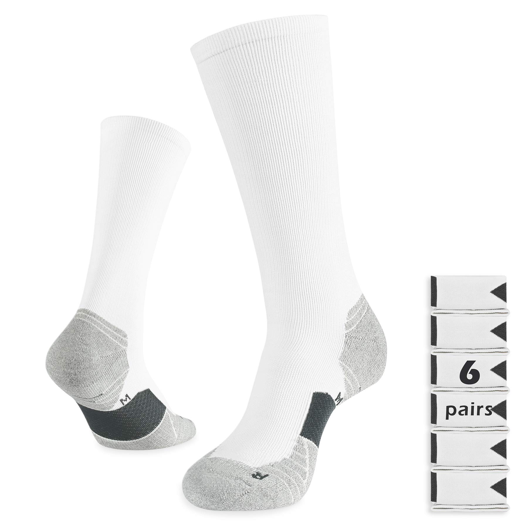 WANDER 3-6 Pairs Men's Athletic Run Cushion Over-the-Calf Tube Socks