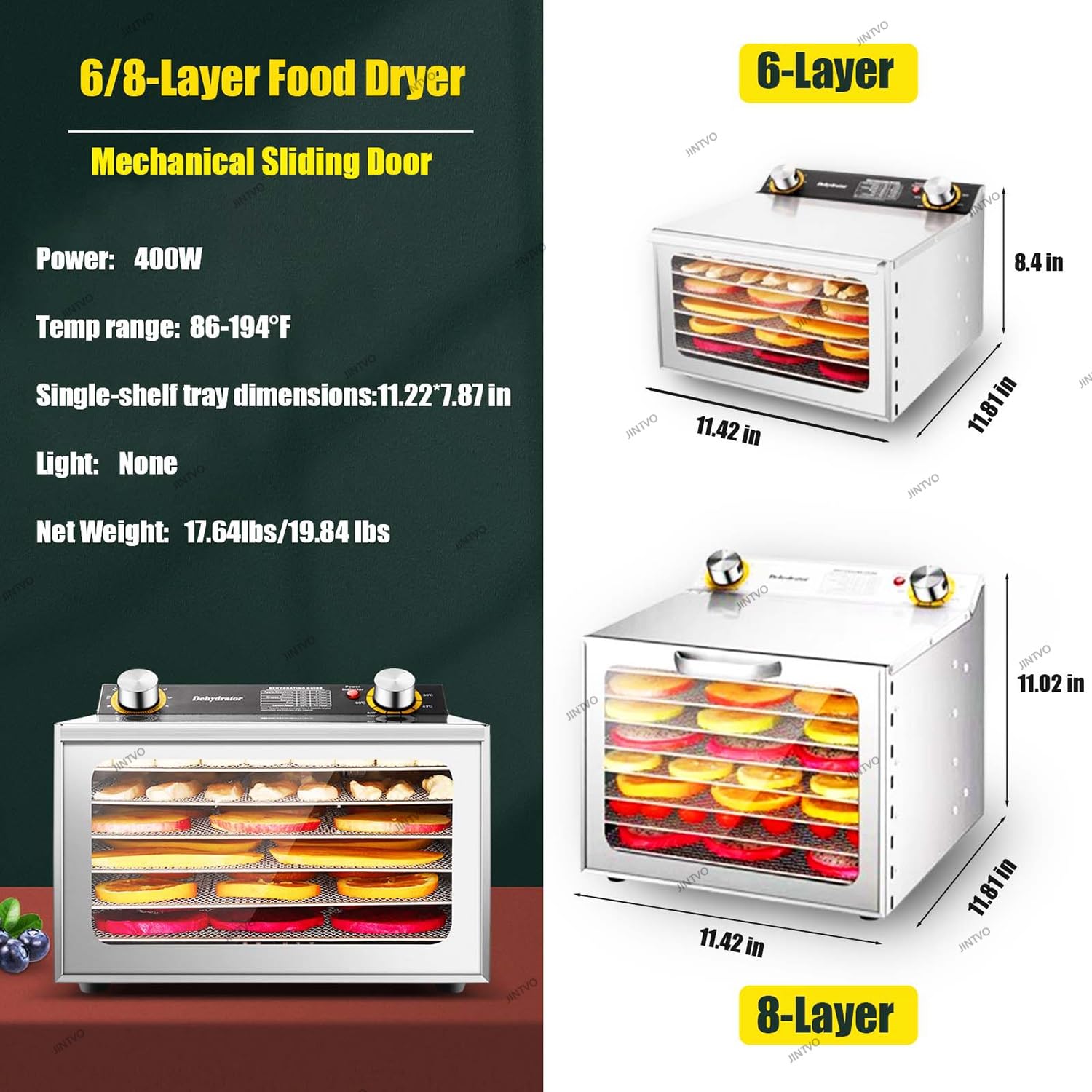 Essiccatore Per Carne Secca, Essiccatore Per Frutta, Design Multi-Vassoio In Acciaio Inox Con Controllo Del Timer E Temperatura Regolabile, Per Carne Essiccata, Frutta(6 layer)