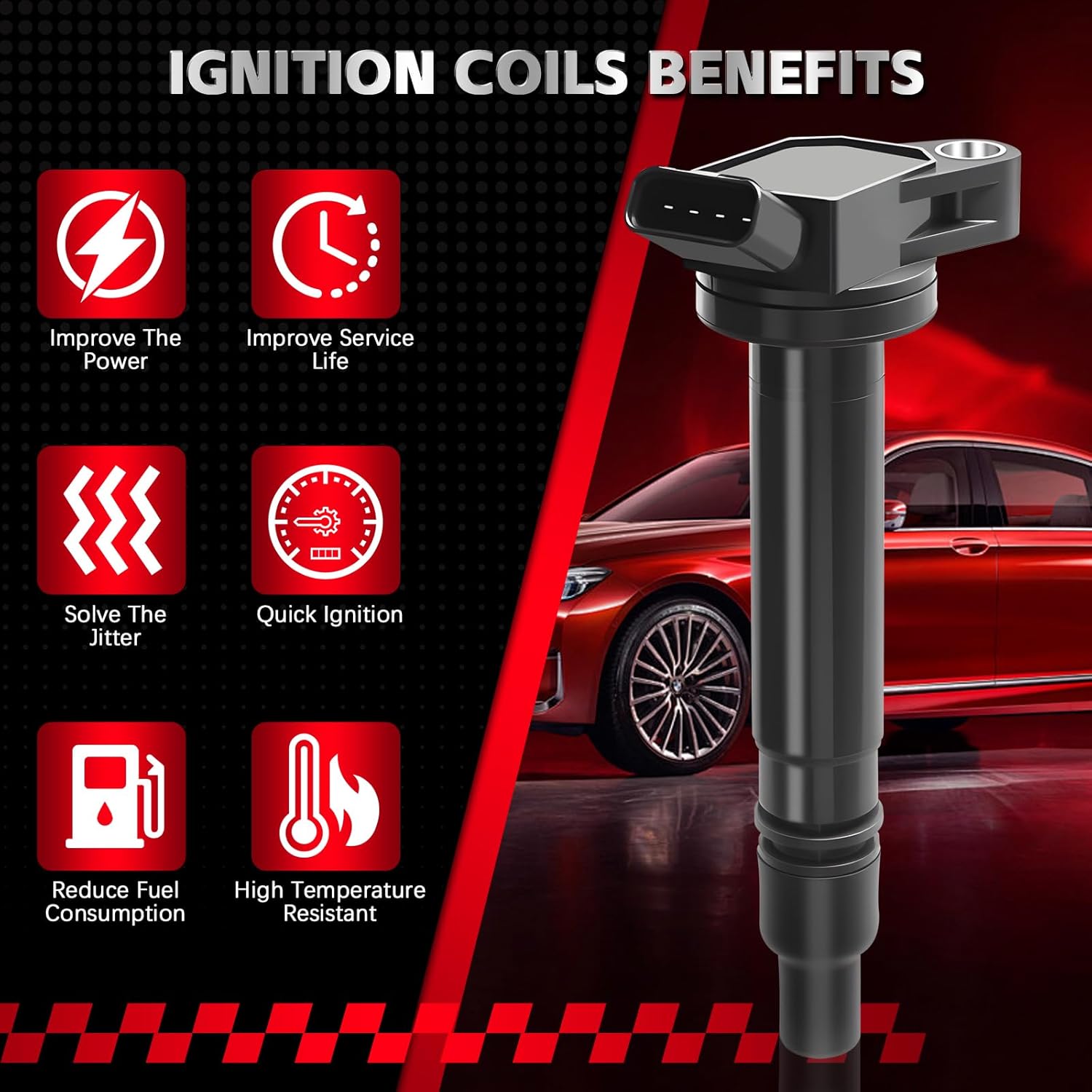 FAERSI Set of 4 Ignition Coil Pack Compatible With 2009 2010 2011 2012 2013 2014 2015 Toyota Highlander RAV4 Camry Avalon Sienna Scion tc ES300H 2.5L 2.7L L4 Replacement for UF507 C1596