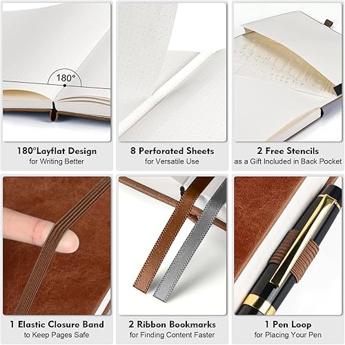 Miniatura 2 de OFFIGIFT Cuaderno de puntos con viñetas, 312 páginas numeradas A5, cuadernos punteados de tapa dura, cuaderno de 3.53 ozyd con páginas de índice,