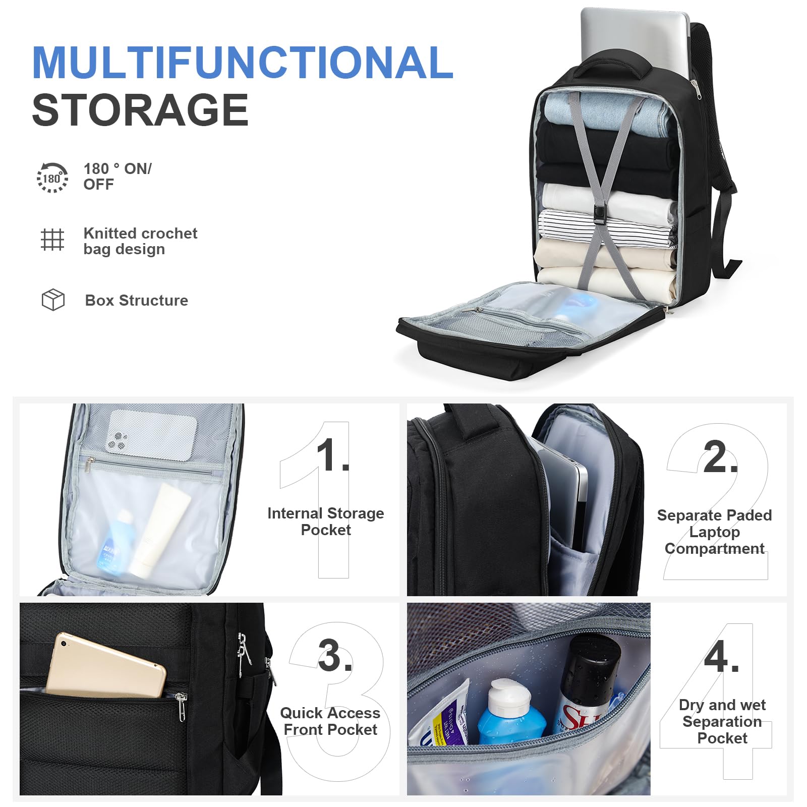 SZLX Borse da Viaggio 45x36x20 Zaino Easyjet Donna Zaino Ryanair 40x20x25 Bagaglio a Mano Zaino impermeabile uomo trekking, Borsa da Viaggio Cabina aereo Zaino per Laptop con Porta di ricarica USB