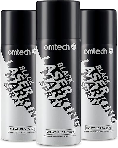 OMTech Spray de marcado láser, líquido de marcado láser de metal para grabadores láser de CO2, 3 x 13 onzas para grabado láser negro, tinta láser