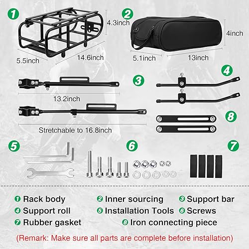 Miniatura 3 de ZUKKA Portabicicletas trasero para bicicleta, soporte de aluminio de liberación rápida, altura ajustable, 24"-28"700C Bicicletas para bicicleta de