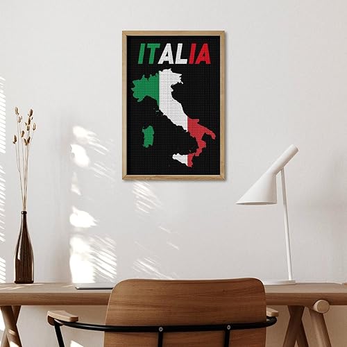 Miniatura 5 de Mapa de bandera de Italia, kit de pintura de diamante, taladro cuadrado completo, manualidades artísticas para decoración de pared del hogar