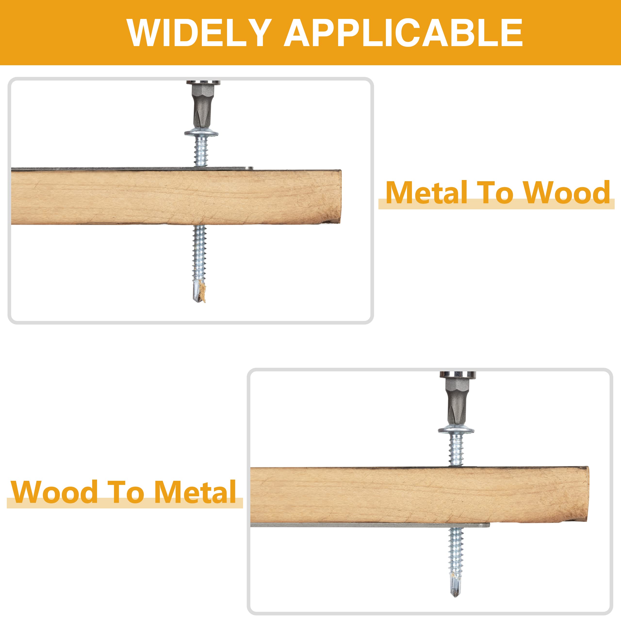 KURUI Blechschrauben Sortiment Blechschrauben Sortiment Blechschrauben Set für Metall, Holz und Kunststoff, 125 Stück verzinkte Blechschrauben in 5 Größen (1/2, 3/4, 1-1/4, 1 Zoll, 2