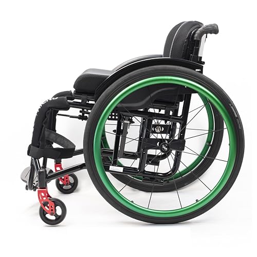 Lightweight Wheel Chair For Adults,Aluminum Alloy Wheelchair,Sports Folding Transport Wheelchair,Self-propelled Manual Wheelchairs,Mobility Aids For Adult,with Handbrakes,Quick Release Rear Wheels(Siz - Seat width 42cm/16.5in - Green