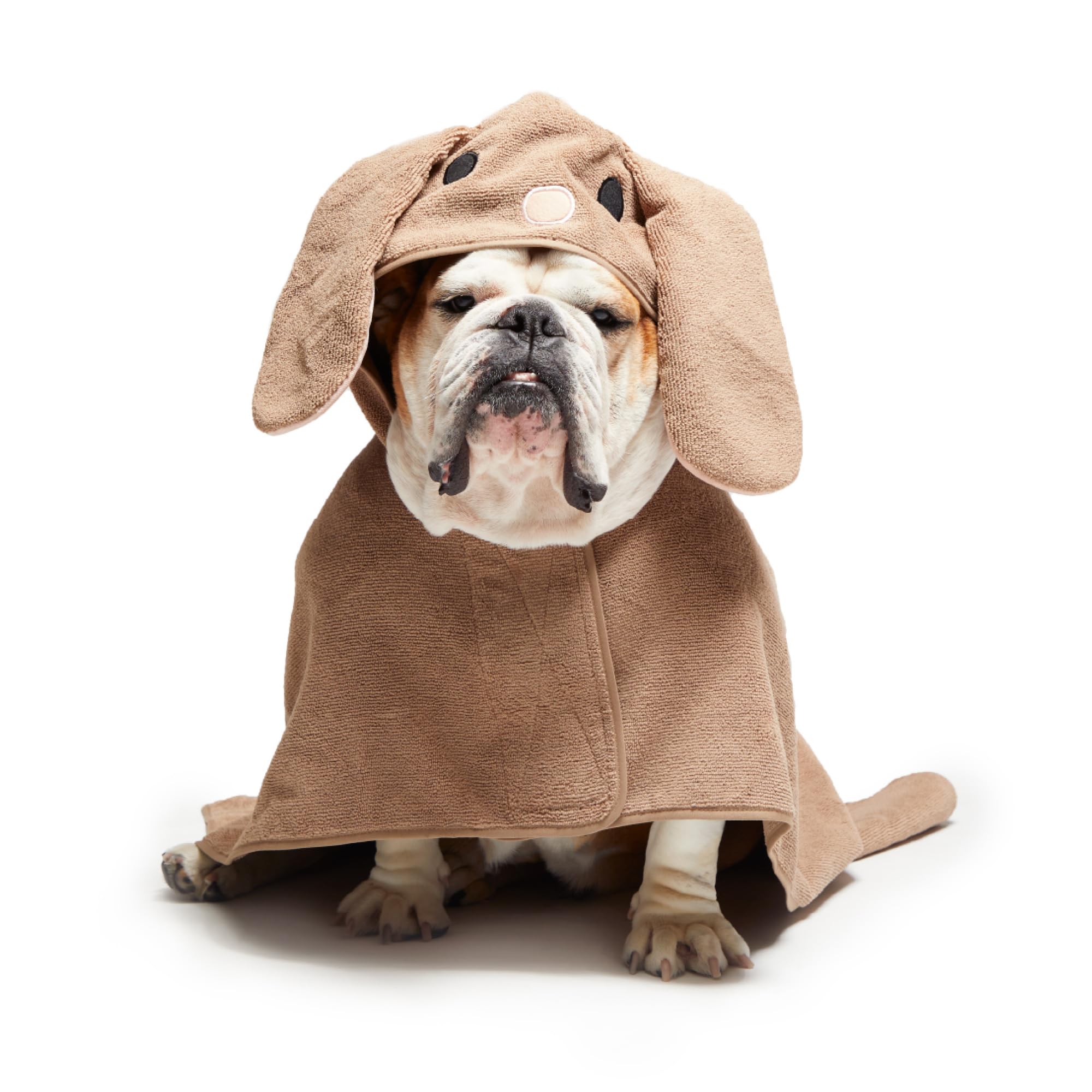 Barkbox BARK Dog Bathrobe - Rabbit-Themed, Medium (Chest: 26 inches, Neck: 19 inches), White/Light Grey, Polyester/100% Material, Machine Washable, Dog Coats for Medium Dogs, Tumble Dry Low