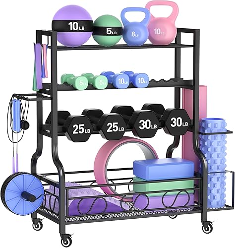 PARTPHONER Estante ajustable para mancuernas, estante de pesas para almacenamiento de gimnasio en casa, almacenamiento de gimnasio en casa para