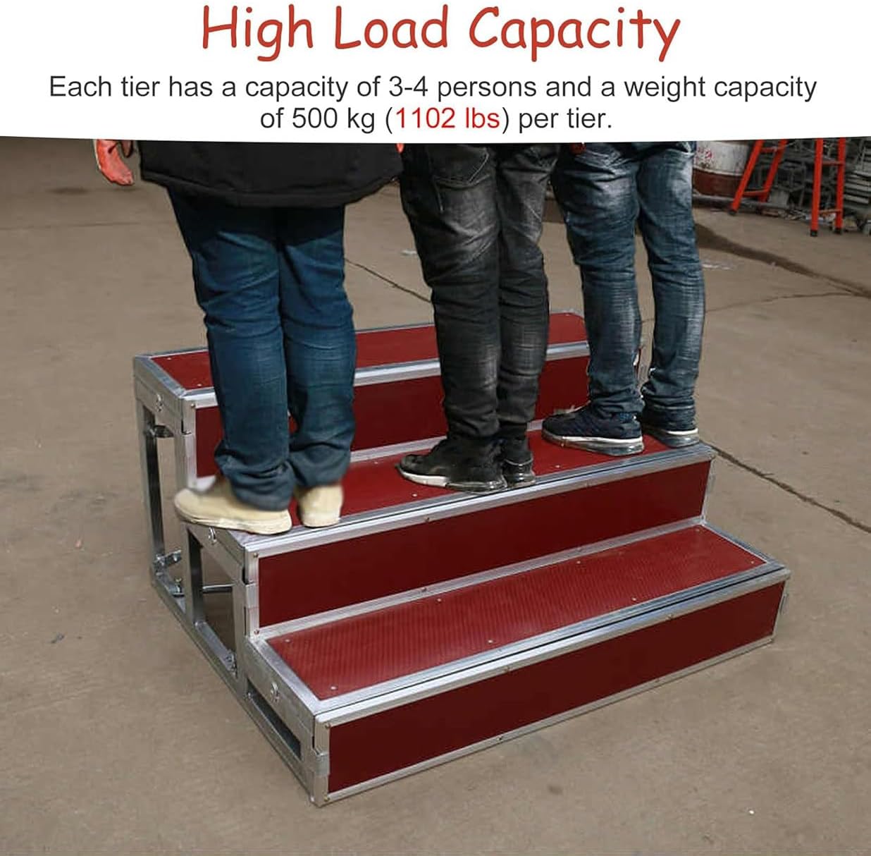 3-Tier Portable Choir Steps for Classroom & Church, Easy Assembly & Movable Design, Ideal for Group Performances, Sturdy & Lightweight Folding Stage Platform