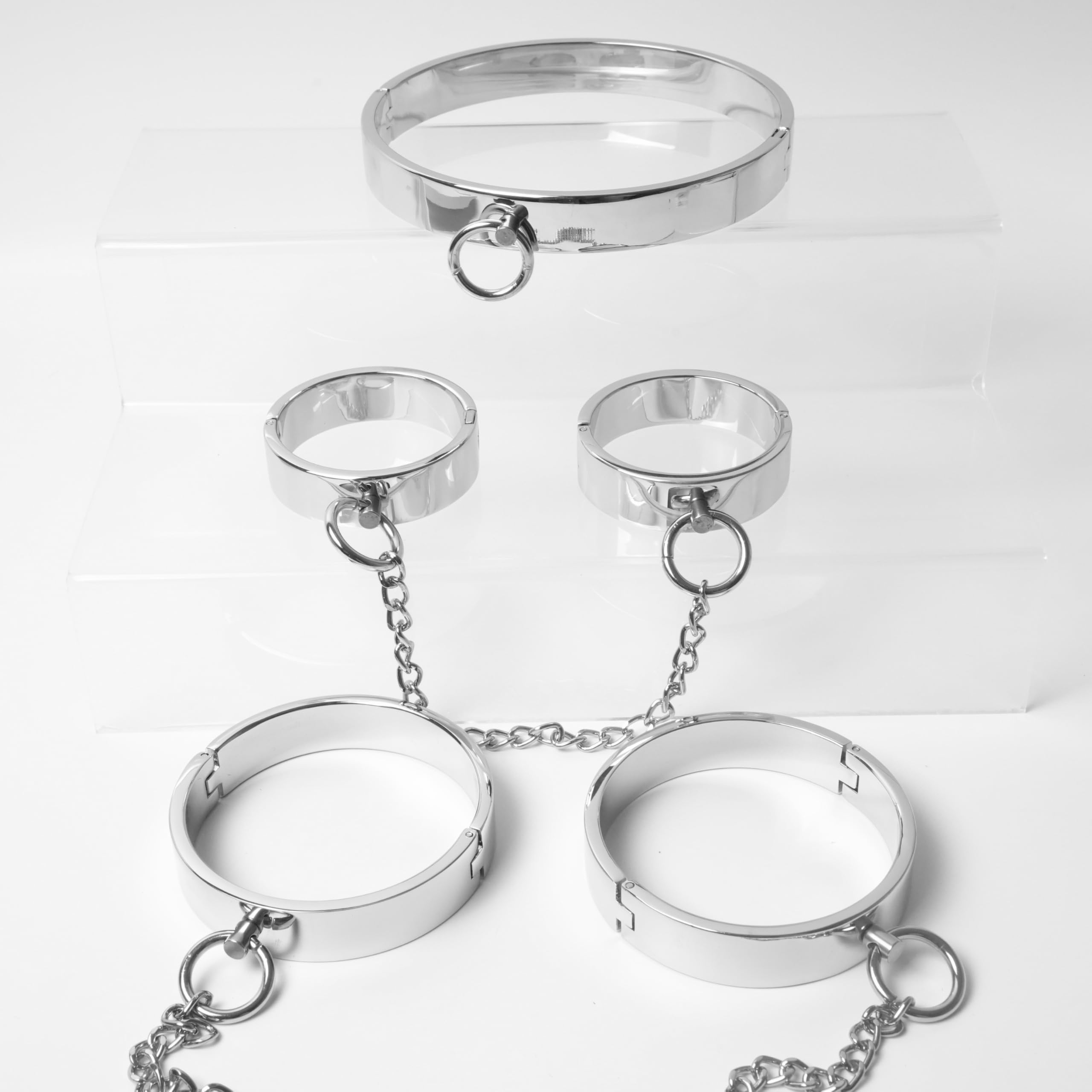 Edelstahl Handschellen Fußfesseln Halsband Mit kette Set für Männer
