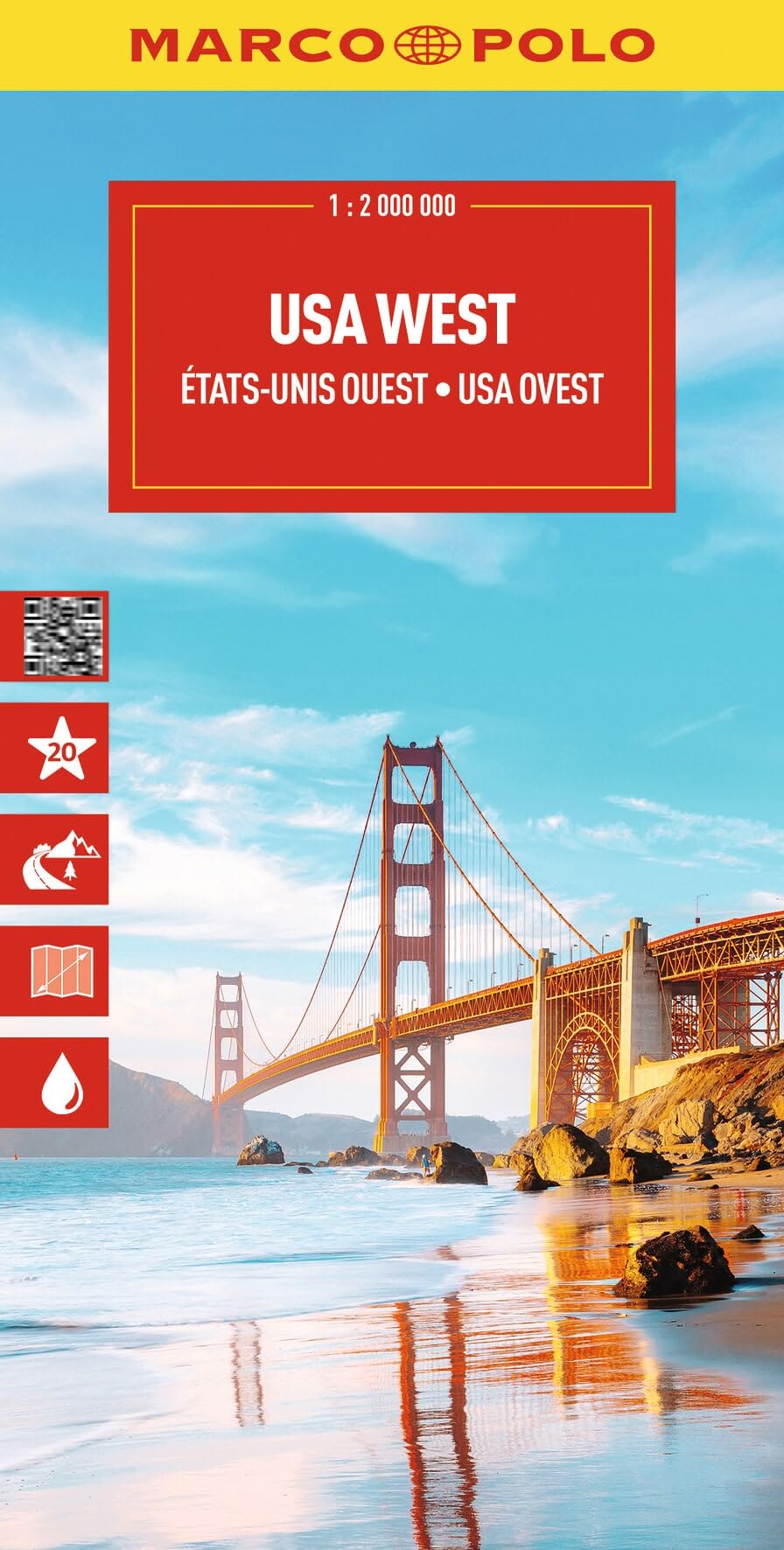 Marco Polo USA West Road Map: Travel Map for Road Trips with Top Sights and Scenic Routes (Folded Map): Pacific Coast, Sierra Nevada, Rocky Mountains (Marco Polo Maps)