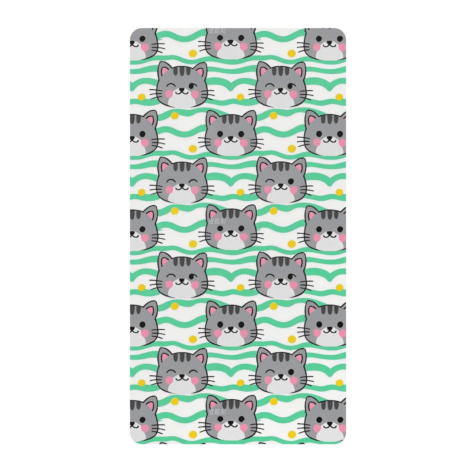 Sábanas para cuna de bebé de dibujos animados de gato gris para niños y niñas, sábana suave de algodón para cuna de niño y niña, para decoración de guardería, 1 paquete de cuna de acolchonado