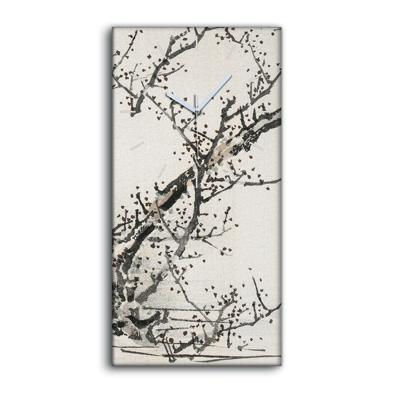 Horloge sur Toile Arbre Asiatique 30x60cm Silencieuse pour Salon