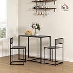 HOMCOM Dining Table Set for 2, Kitchen Table and Chairs for Small Space, Industrial Dining Set for Dining Room, Breakfast Nook, Grey
