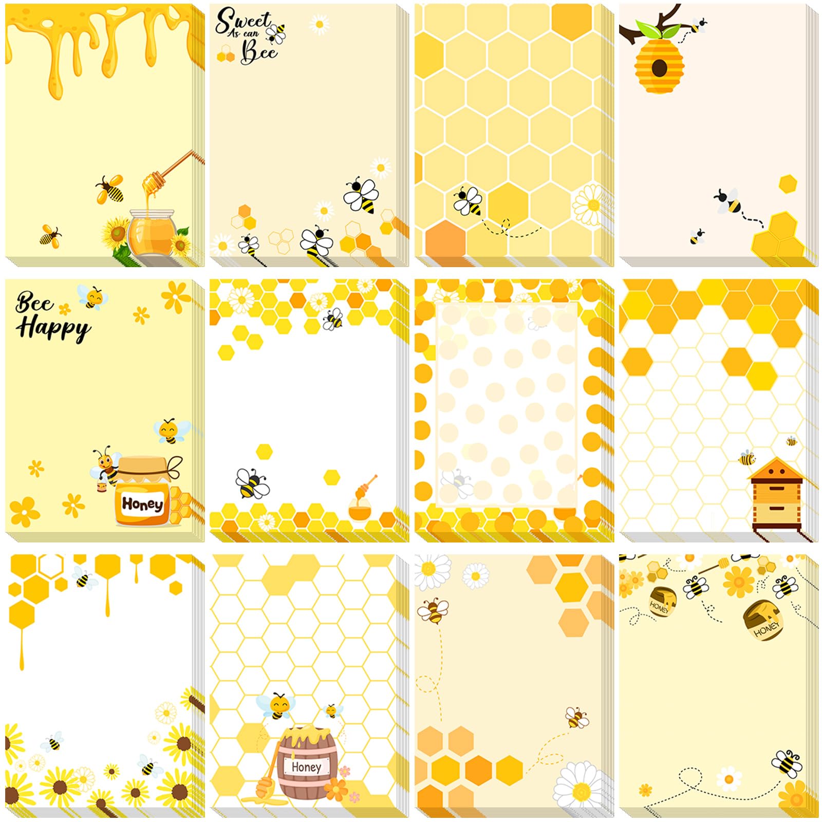 Amazon.com : Chiisong 12 Pieces Bee Sticky Notes Bee Notepads 3x4 Inch ...
